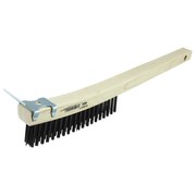 Weiler Wire Scratch Brush w/Scraper, .012 Carbon Steel Fill, 3 x 19 Rows 44055